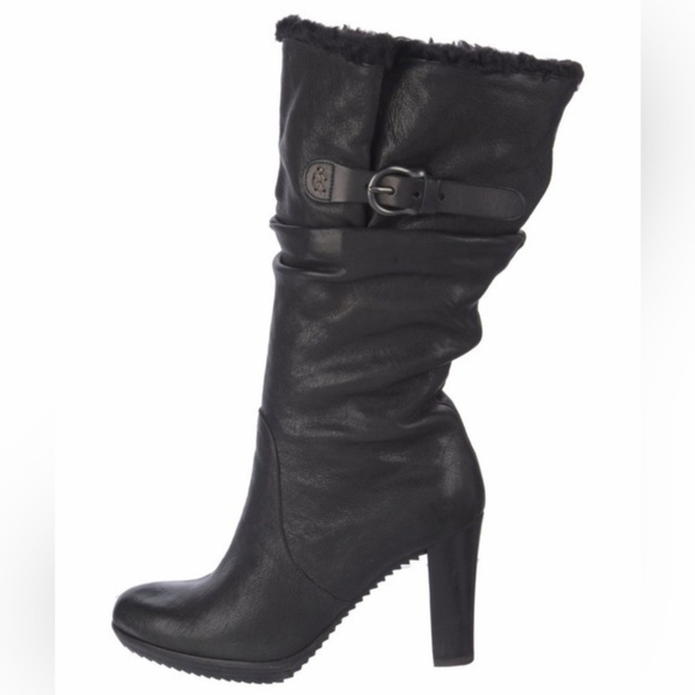 Henry Beguelin Black Leather Fur Lined High Heel Boots - Womens Size 38 / 8